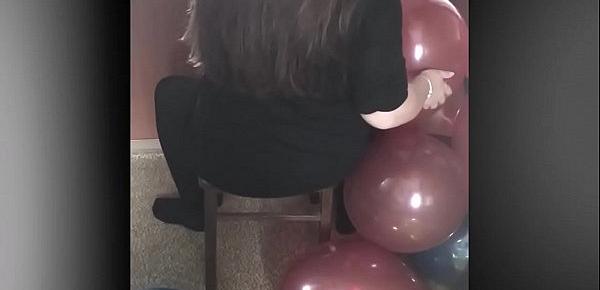  girl ride to pop balloons